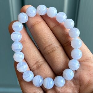 HQ Blue Lace Agate Crystal Bracelet 10mm